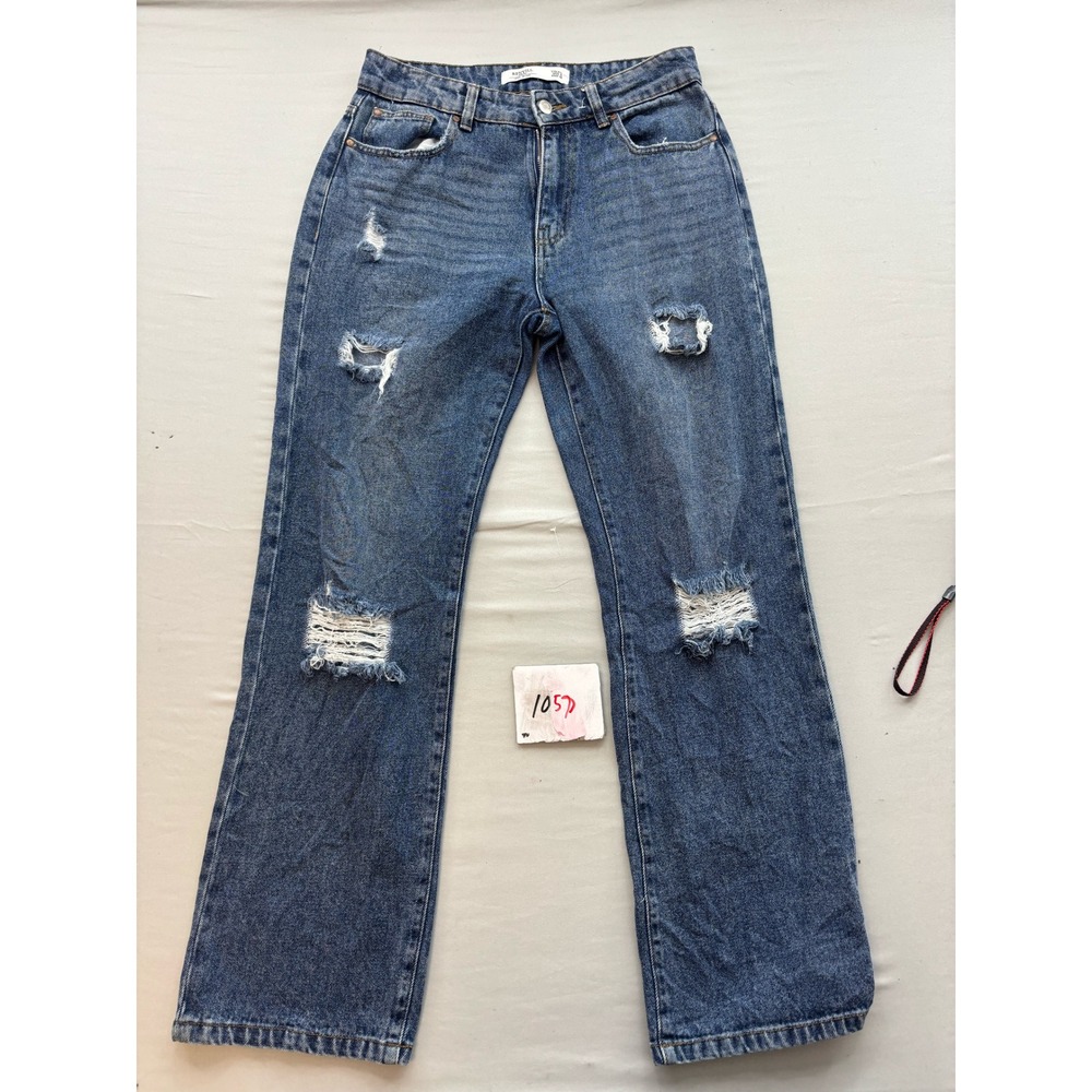 Renvill Denim 90s Wide Leg Distressed Jeans Medium Wash USA 6 Distressed Ripped
